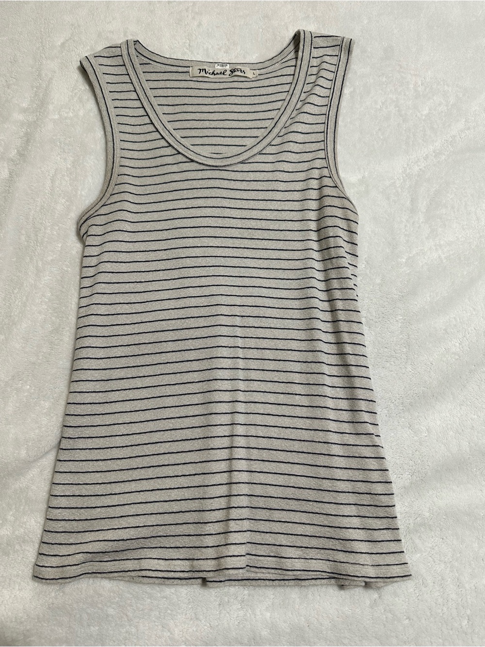Michael Stars Light Gray Tank with Navy Stripes